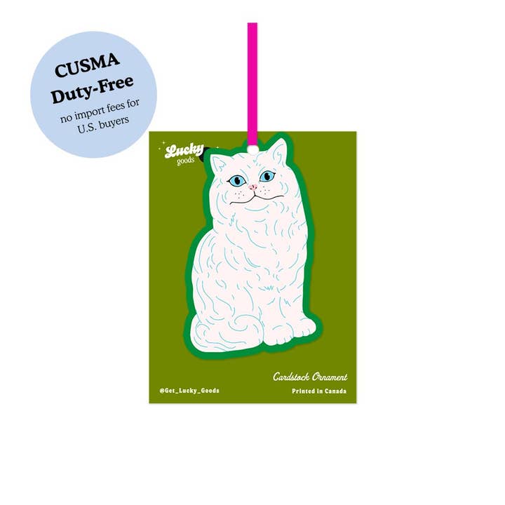 Vintage Ceramic Cat Cardstock Ornament for wholesale by Lucky Goods Paper