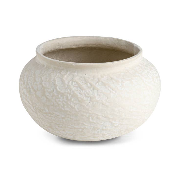 Paper Mache Pot Natural White Dia 11.02" for wholesale by BIDKhome
