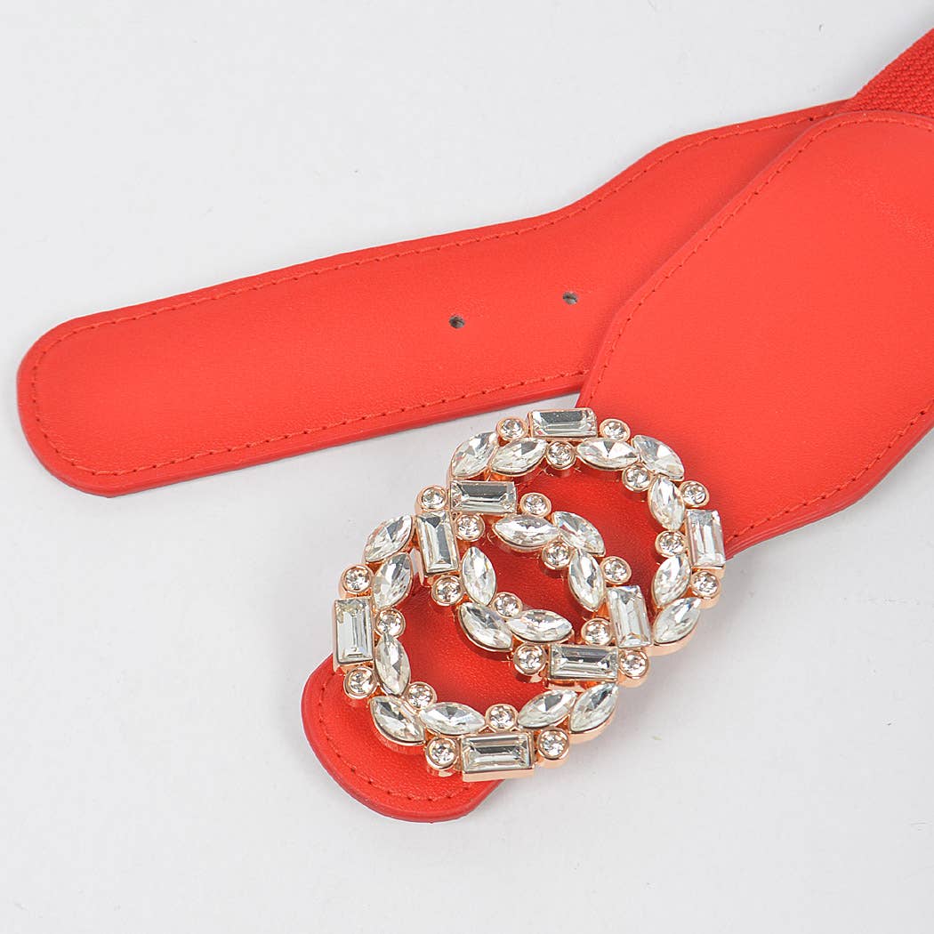 3AM BY H&D ACCESSORIES - Wholesale Belt - Women's - OO Rhinestone Buckle Plus Size Elastic Belt3