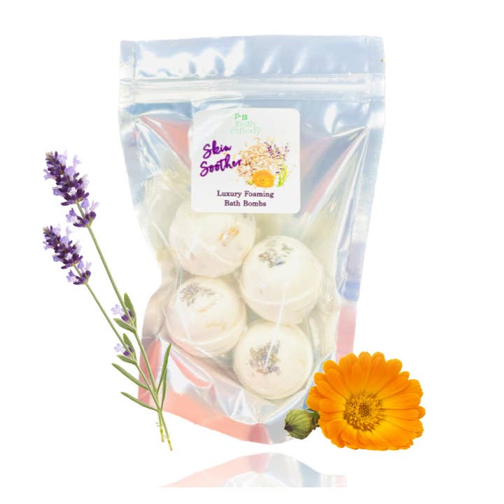 Skin Soother Foaming Bath Bomb van biologische sheaboter, set van 4 stuks voor wholesale door Earth’s Own Bath & Body LLC