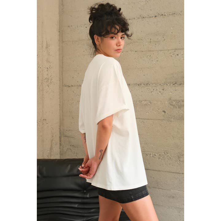 HYFVE - Wholesale T-Shirt - Women's - DZ24E437-OVERSIZED DISTRESSED COTTON T-SHIRT