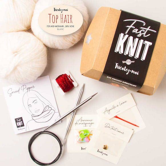 Scaldacollo Fast Knit Pipper Bianco Rosso per la vendita all'ingrosso da parte di Tricotez-moi