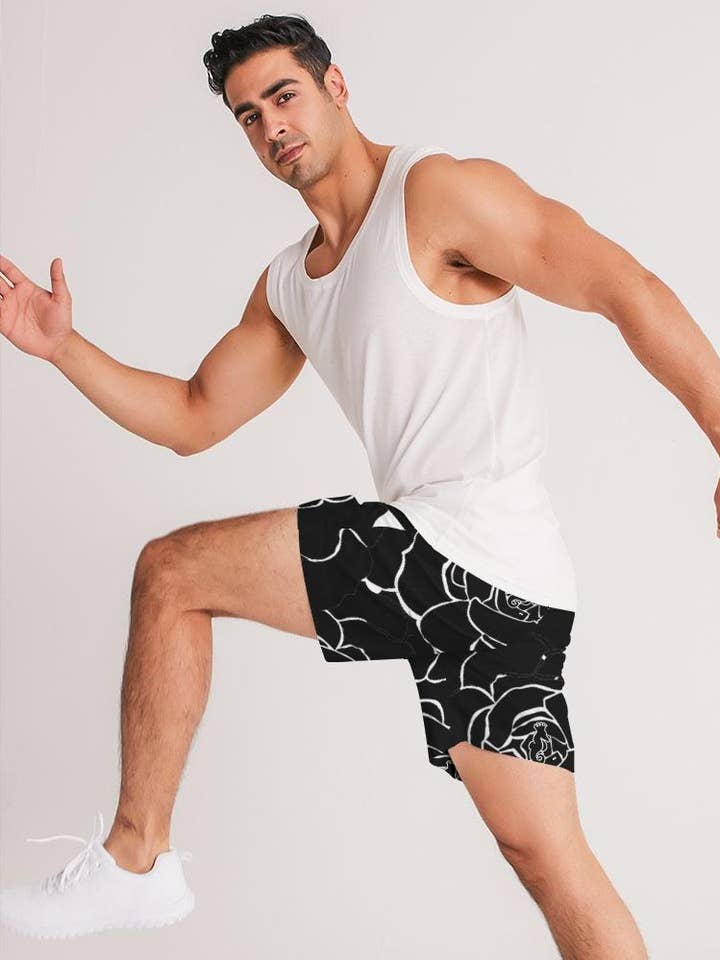 Dwayne Elliot Collection Black Rose joggershorts voor heren voor wholesale door Dwayne Elliott Collection