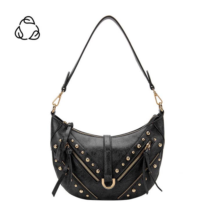 Melie Bianco - Wholesale Shoulder Bag - Women's - Maeve Black Recycled Vegan Shoulder Bag