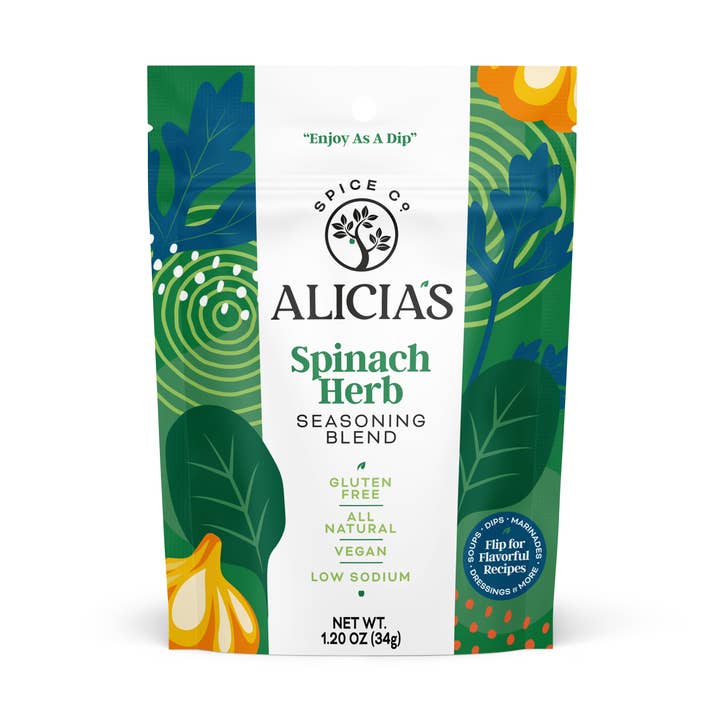 Spinach Herb Seasoning Blend and Dip for wholesale by Alicia's Spice Co.