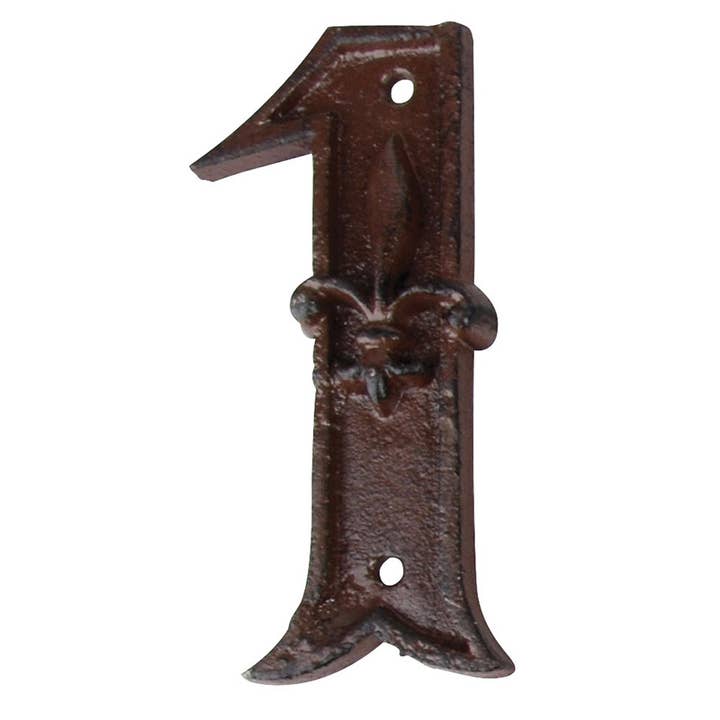 Esschert Design USA - Wholesale Outdoor Ornament/Decor - House Numbers 1, Cast Iron, Antique Brown