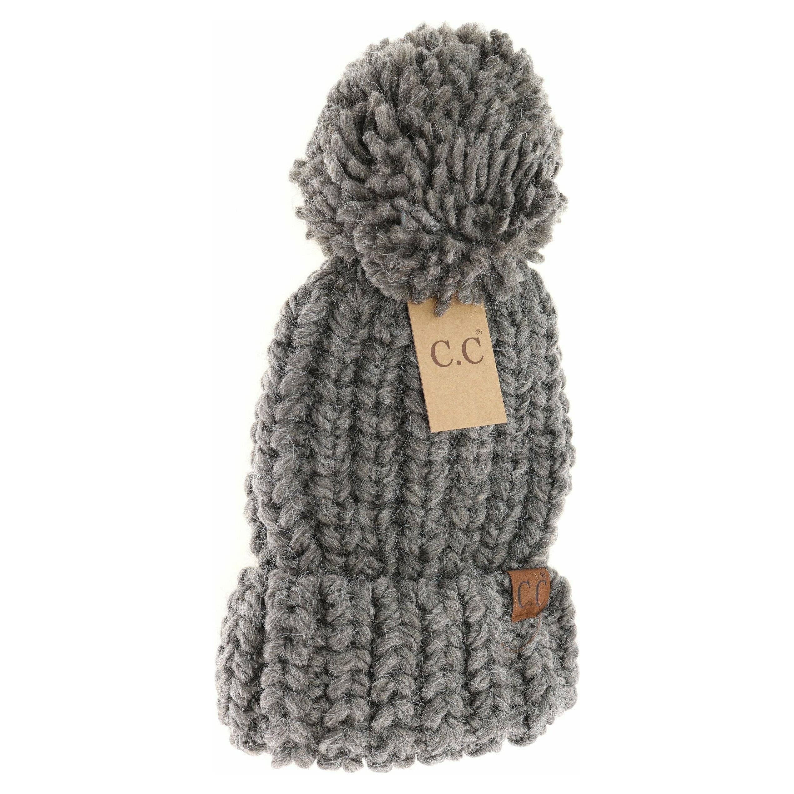 C.C Beanie - Wholesale Beanie - Women's - Chunky Knit Yarn Pom C.C Beanie HAT20851