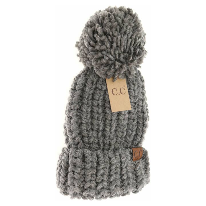 C.C Beanie - Wholesale Beanie - Women's - Chunky Knit Yarn Pom C.C Beanie HAT20851