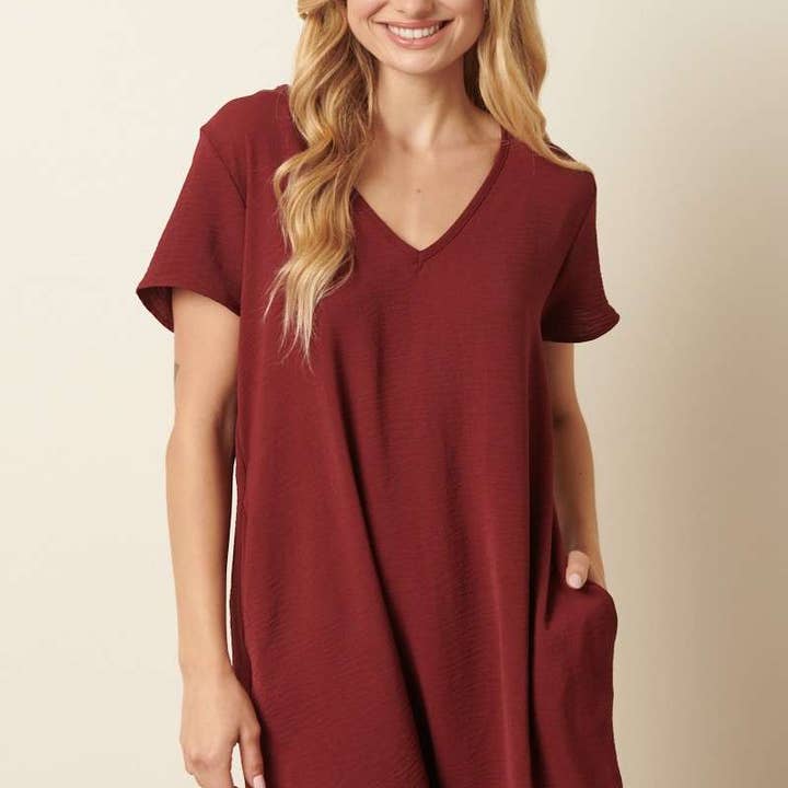 mittoshop - Wholesale Jurk - Dames - AIRFLOW SHIFTJURK MET V-HALS EN KORTE MOUWEN19