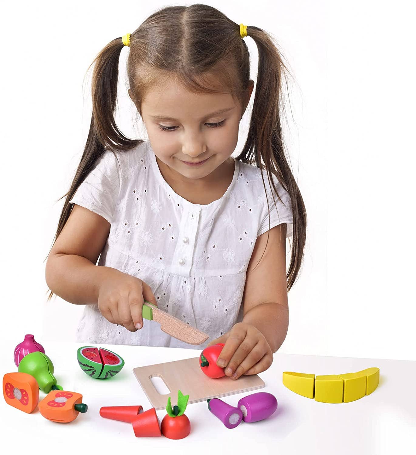 Fun Little Toys - Vendita all'ingrosso Set di giocattoli - Bambini - Set Gioco da Cucina in Legno 35 Pezzi con Frutta e Verdura Giocattolo per Bambini6