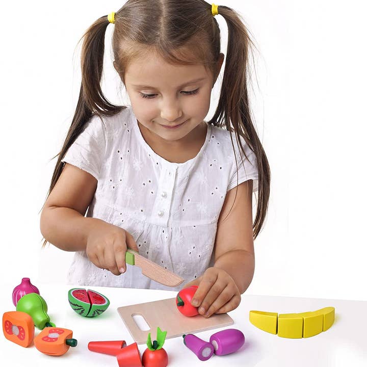 Fun Little Toys - Vendita all'ingrosso Set di giocattoli - Bambini - Set Gioco da Cucina in Legno 35 Pezzi con Frutta e Verdura Giocattolo per Bambini6
