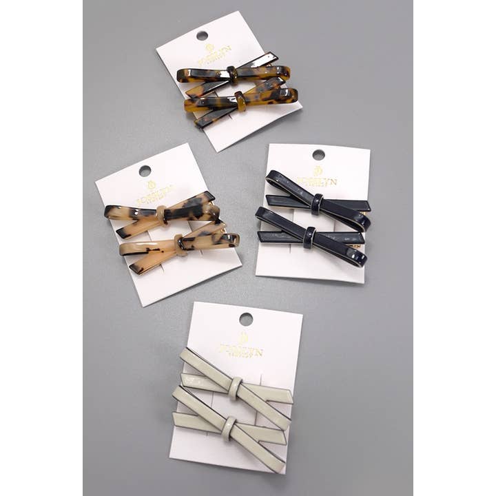 JOSSLYN by wall to wall - Wholesale Hair Pin - CELLULOSE ACETATE BOW HAIR PIN PAIR | 40H7295