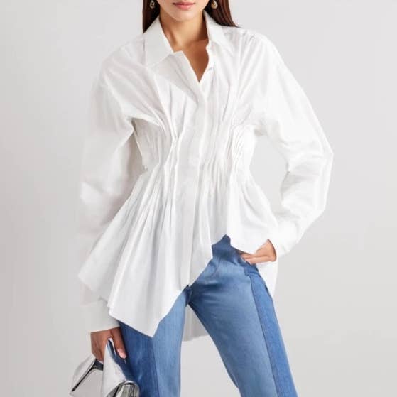 M12 Fishtail Hem Polo Shirt with Waist-Hugging Silhouette for wholesale by Sanyao Fashion