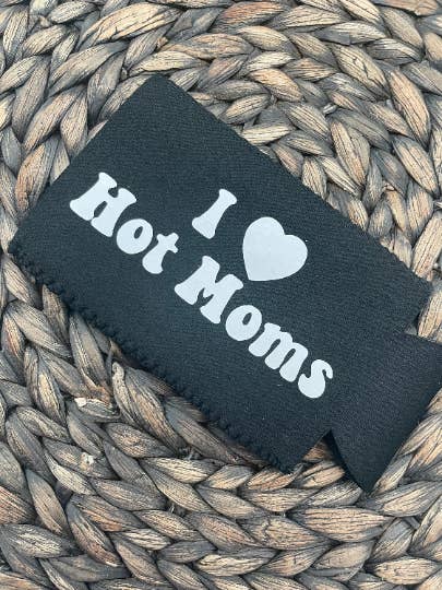 I Heart Hot Moms Skinny Can Cooler, Hot Moms Slim Can Cooler for wholesale by Dirty Grove by Hazel Grove Customs