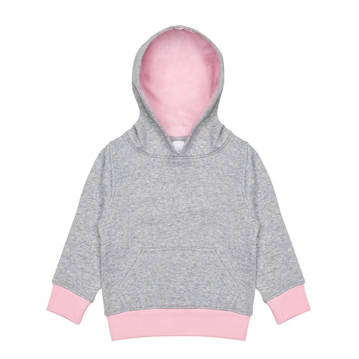 Toddler Contrast Hoodie - Grey/Pink for wholesale by Textileworks Inc.
