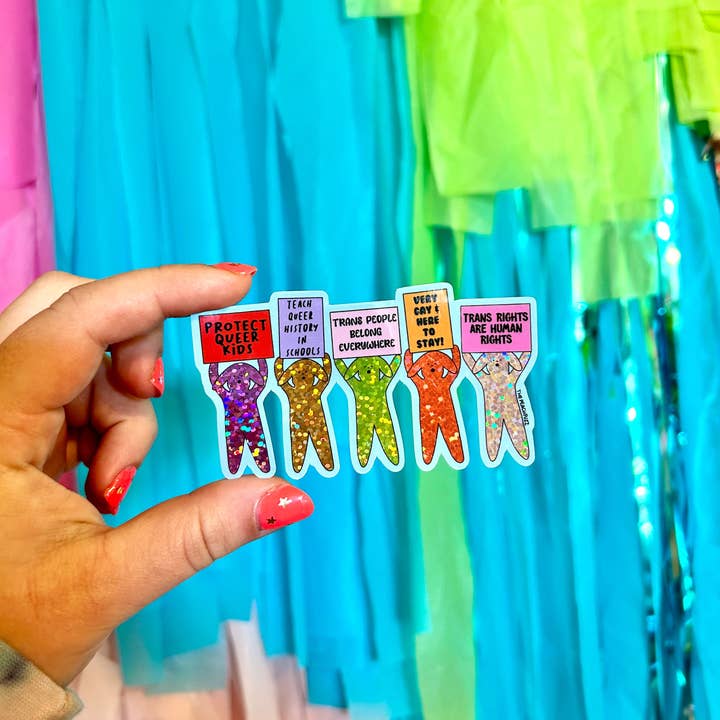The Peach Fuzz - Wholesale Sticker - Pride Puppies Glitter Sticker
