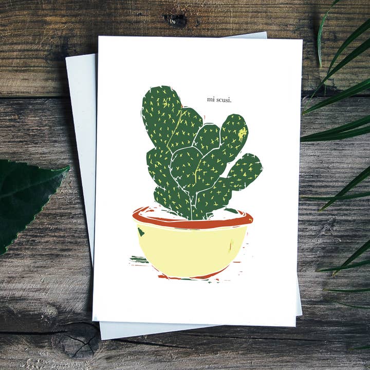 Mi Scusi ( I am sorry) Card. for wholesale by Fitz Farm Art