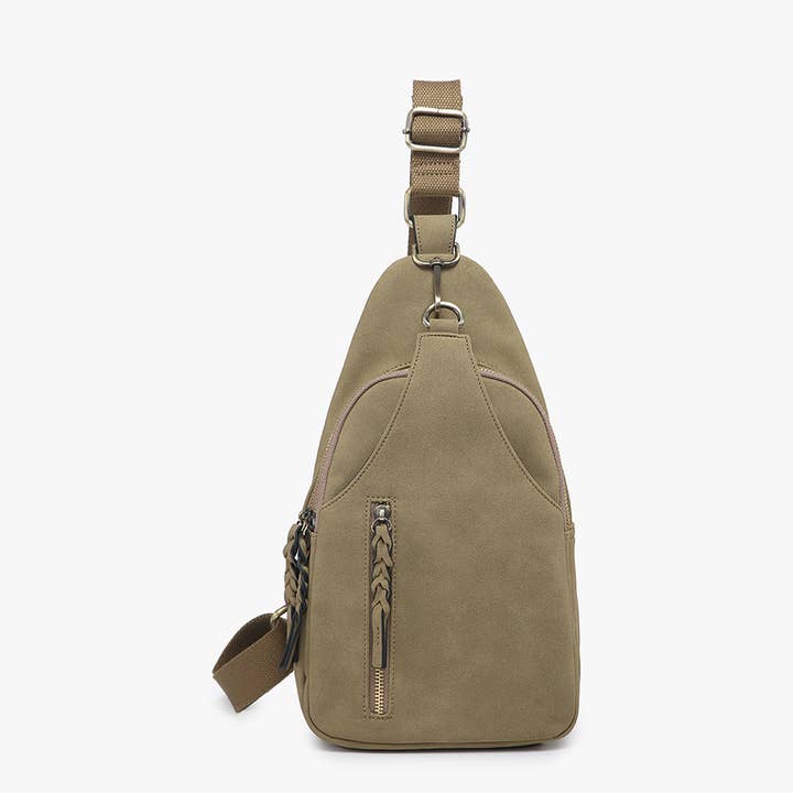 Jen & Co. - Wholesale Crossbody Bag - Women's - M2342SDE Nikki Faux Suede Dual Compartment Sling Pack Bag