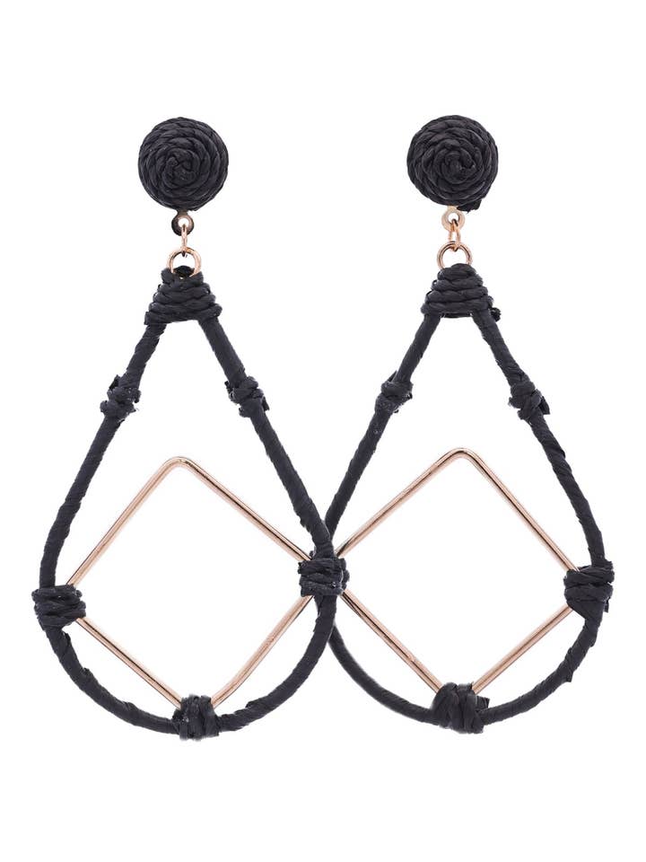 Raffia Open Teardrop with Dia Drop Earrings for wholesale by Urbanista Outlet