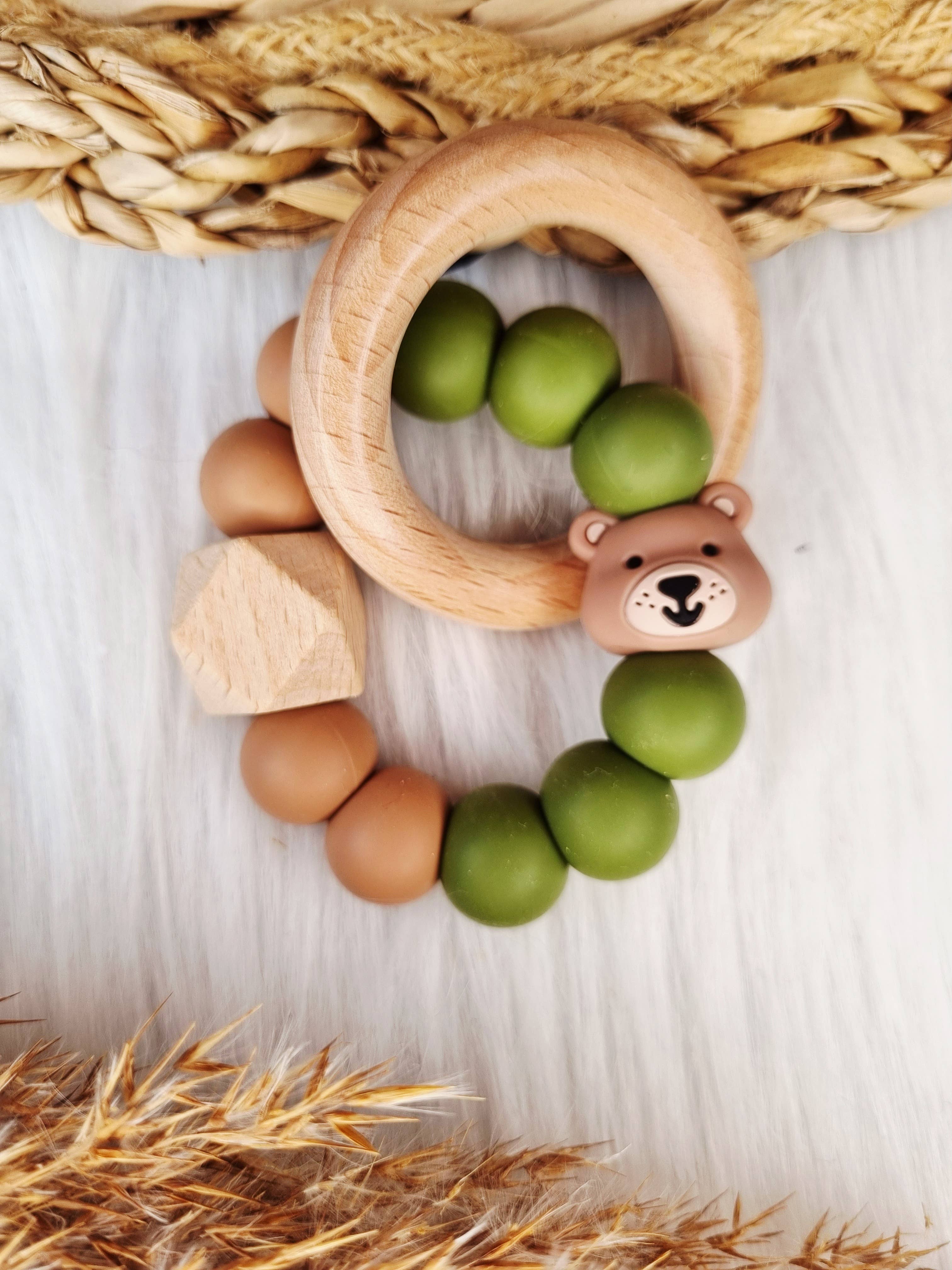 Happy by Lies – Mordedor - Bebé por atacado – Bijtring Beer pêssego bronze, verde escuro0