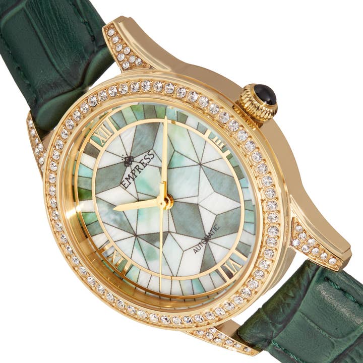 Empress - Wholesale Wrist Watch - Women's - Empress Augusta Automatic Mosaic Mother-of-Pearl Leather-Band Watch13