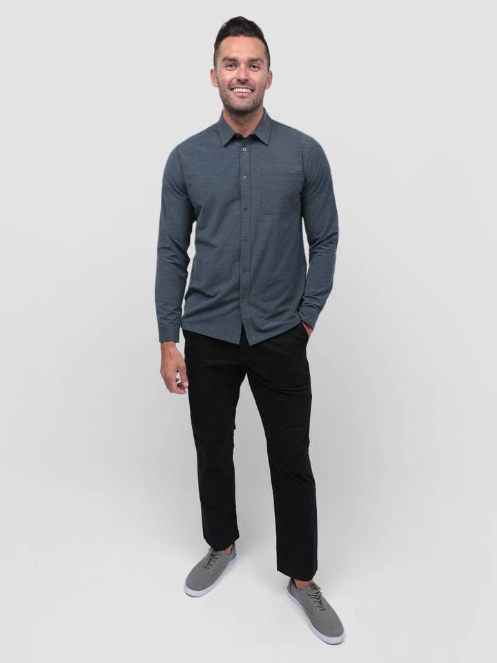 INTO THE AM - Vente Chemise à col boutonné – homme - Chemise boutonnée à manches longues pour hommes55