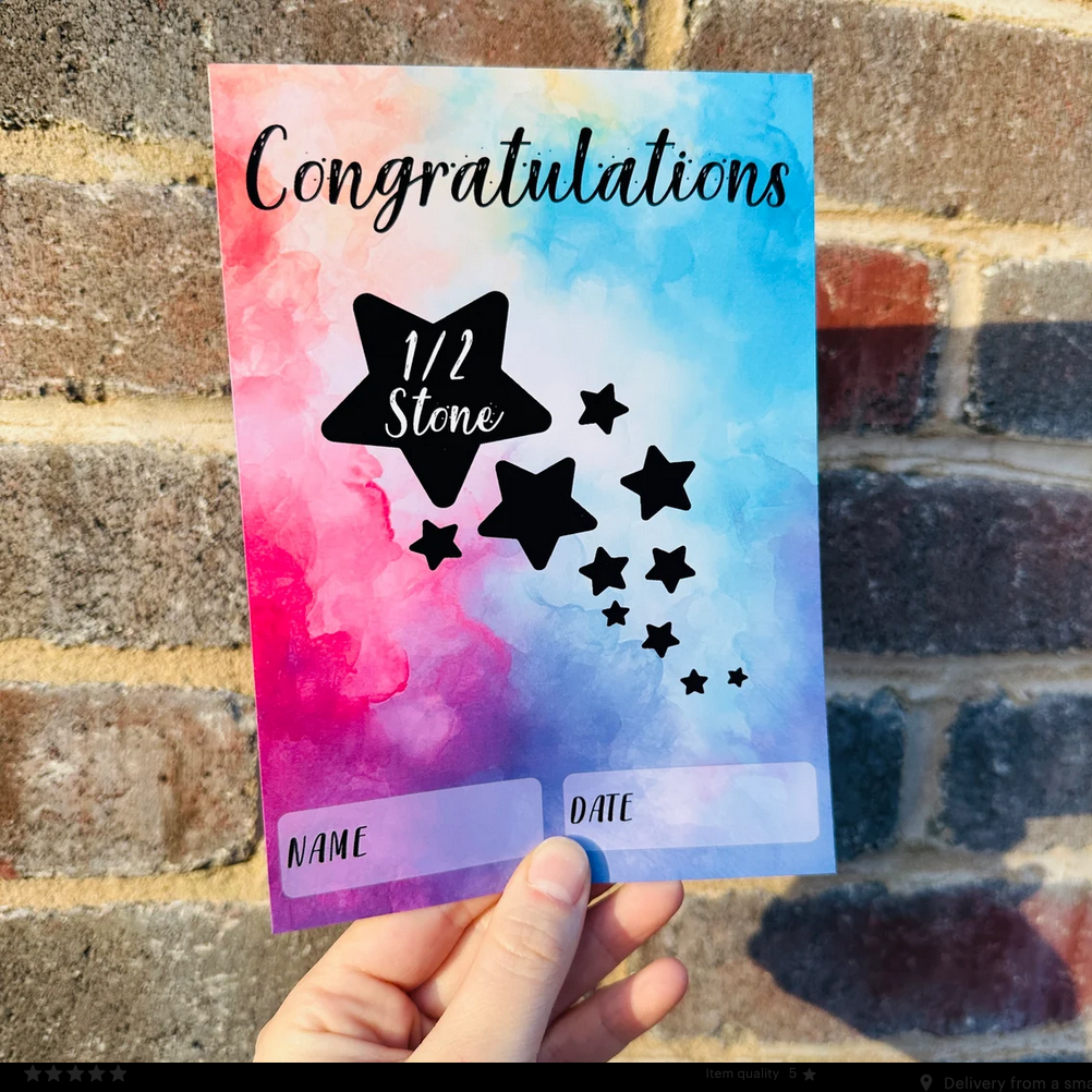 WinsterCreations™ – Großhandel Meilenstein-Kunst/Andenken – Kinder & Baby – Meilensteinzertifikate zur Gewichtsreduktion — Gewichtsabnahme — Auszeichnungen für Gewichtsabnahme — Leistungszertifikat — Wasserfarbe — 5 x 7 Zoll2