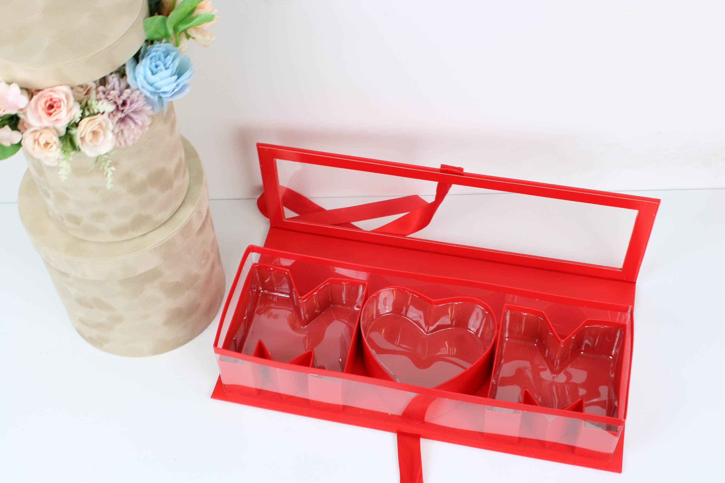 Elegant Design Supply – wholesale Presentbox – MOM fyllbar blomlåda med klar PVC-topp, plastfoder och satinband15