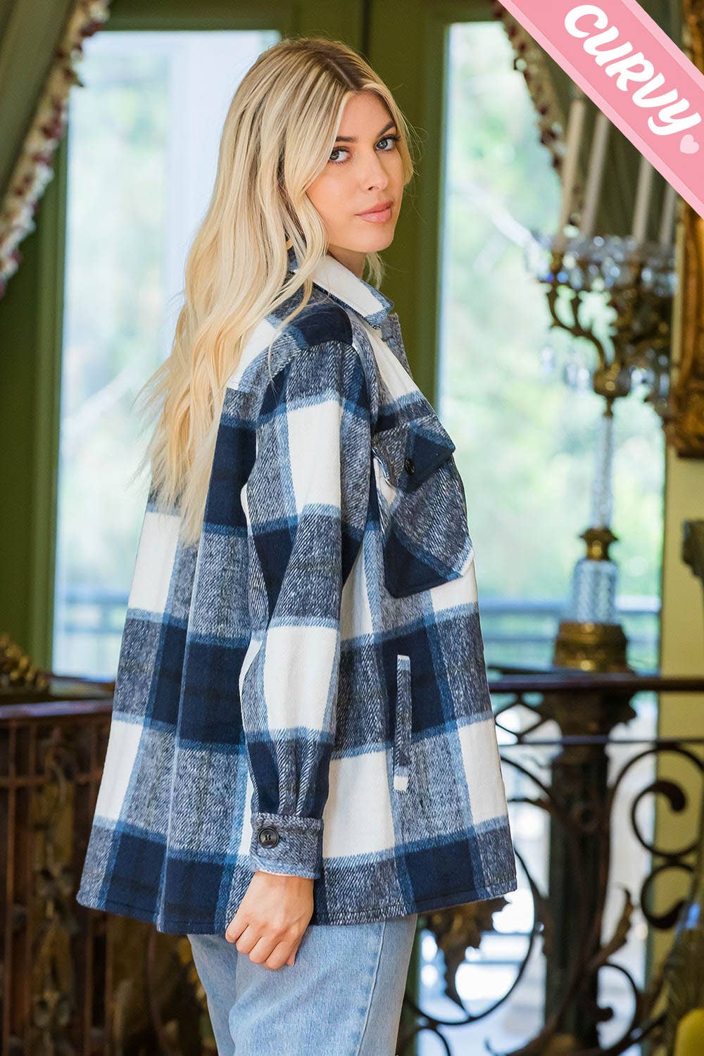 Sweet Lovely by Jen - Wholesale Shirt Jacket/Shacket - Women's - OUTERWEAR PLUS SIZE  FLANNEL  SHACKET 53