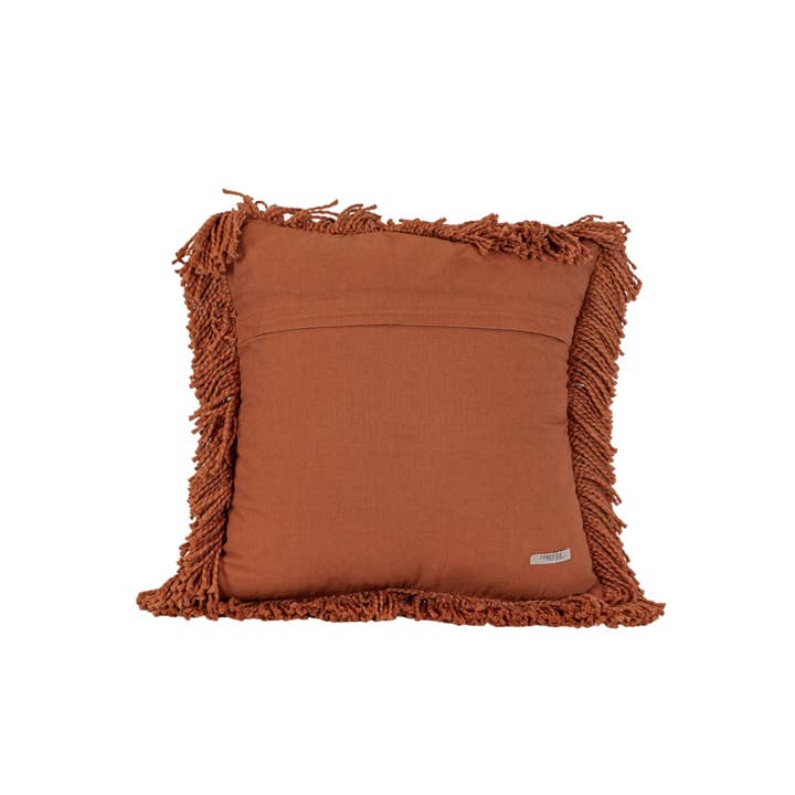 Foreside Home & Garden - Wholesale Throw/Decorative Pillow - Mattie 18x18 Woven Rust Yarn Fringe Filled Pillow Cotton3