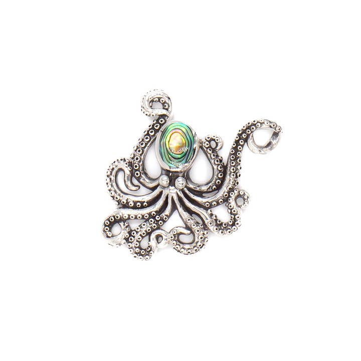 Hawaiianischer Oktopus-Anhänger mit einer Abalone-Schale in 3 verschiedenen Stilen für den Großhandel von S&T Collections
