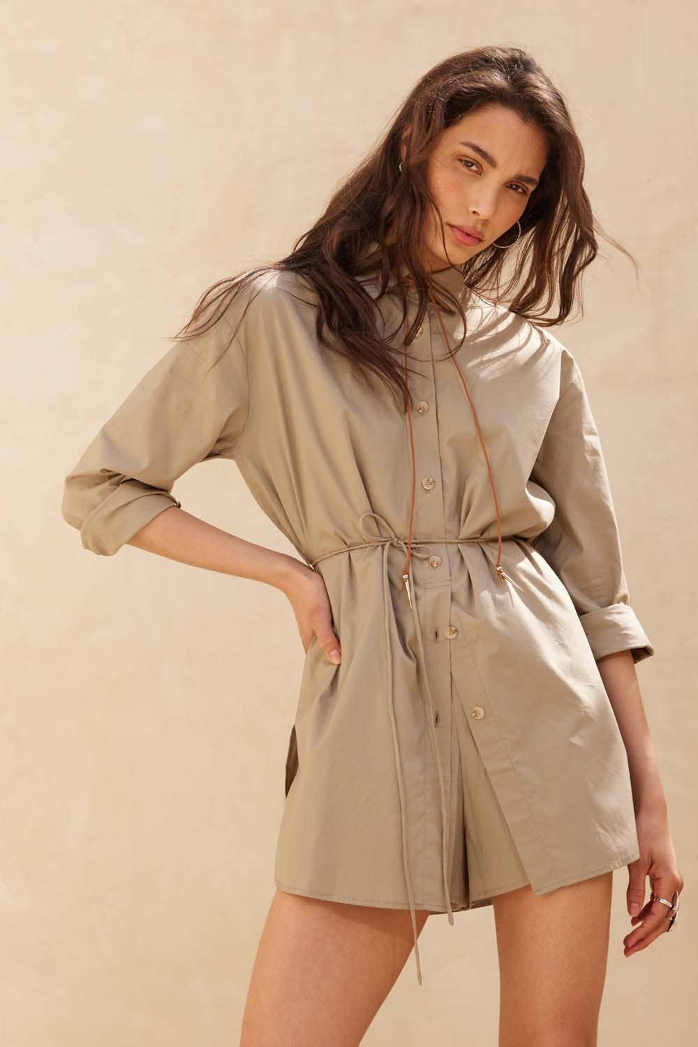 Promesa USA - Wholesale Romper - Women's - Solid Collar-Neck Layered Yoke-Back Romper8