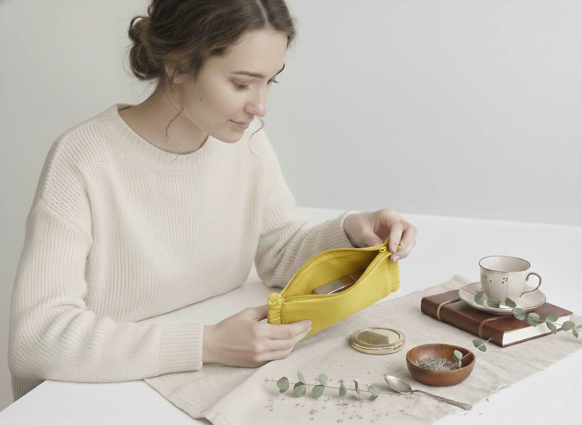 House of Kraft - Wholesale Pouch - Women's - Canvas Ruffle Pouches | Canvas Travel Pouches | Zipper Pouch36