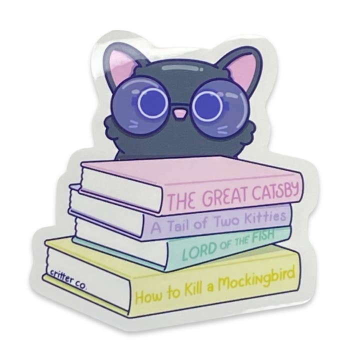 Sticker Chat Livre Kawaii pour la vente par Critter Co. LLC