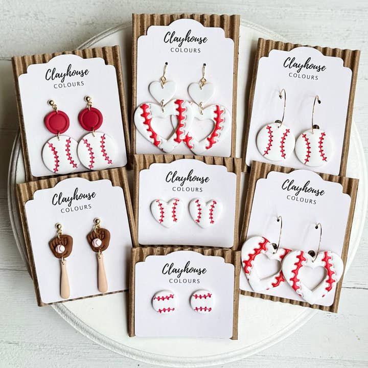 Clayhouse Colours - Wholesale Dangle Earrings - Baseball Earrings