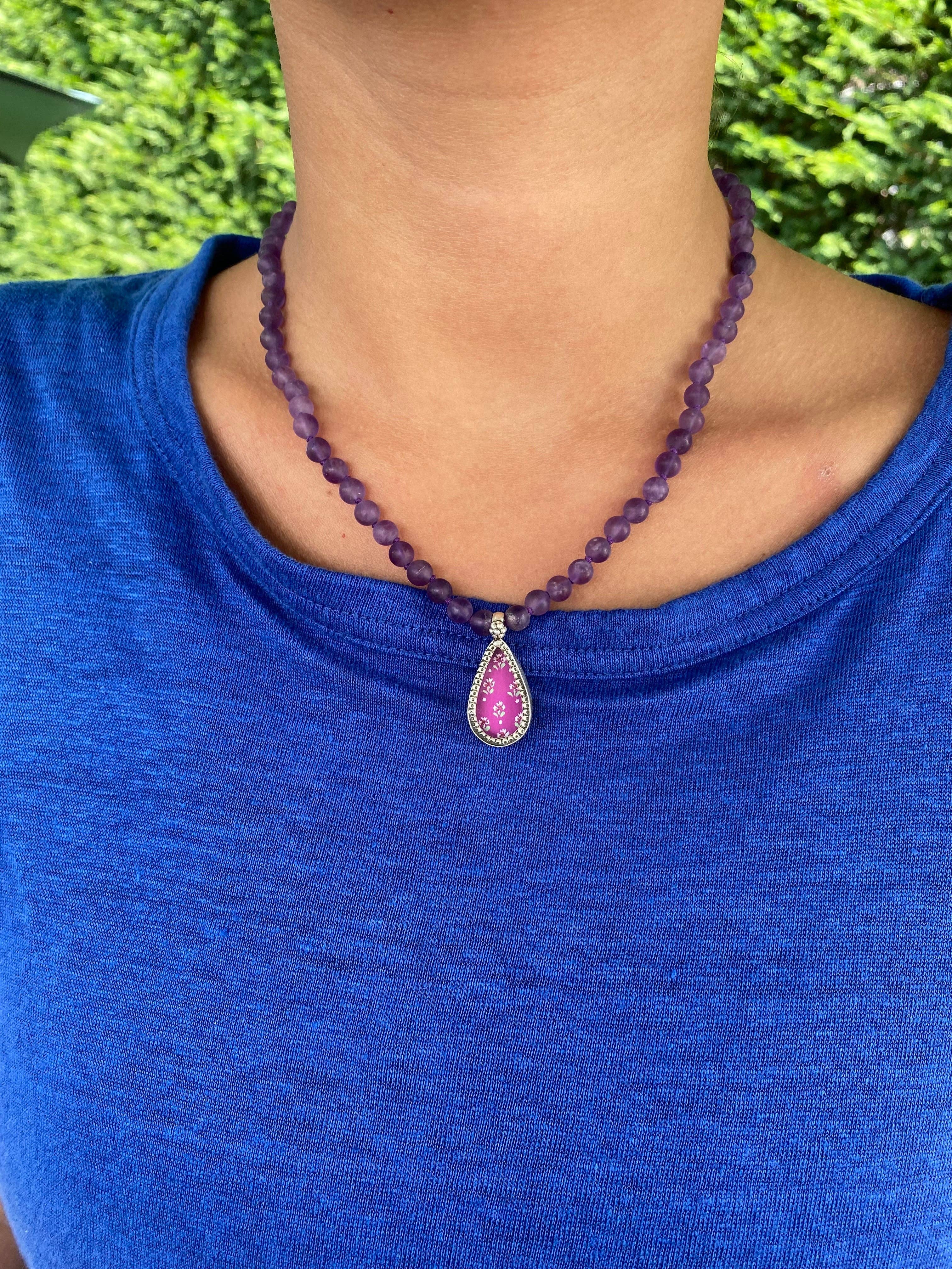 Jen Stock Mindful Designs - Wholesale Pendant/Charm Necklace - Block Print Beaded Necklaces14