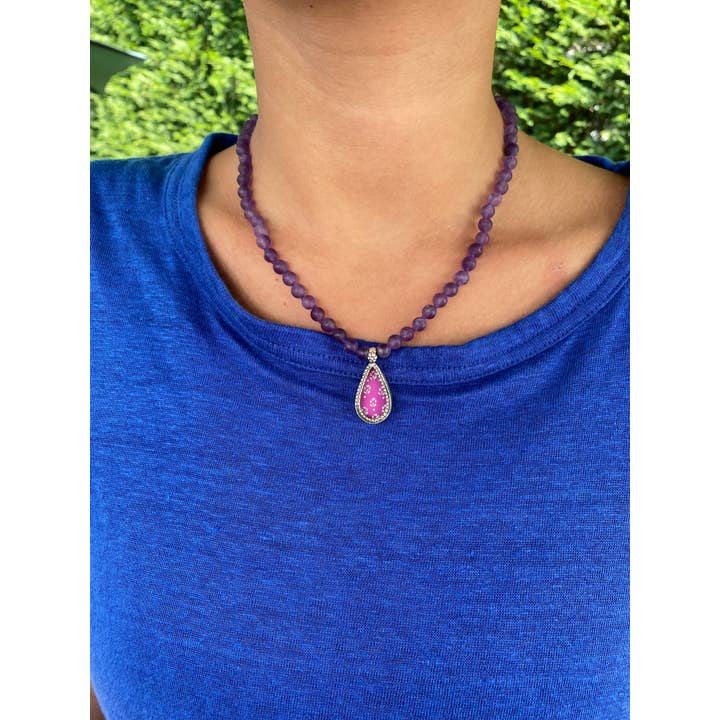 Jen Stock Mindful Designs - Wholesale Pendant/Charm Necklace - Block Print Beaded Necklaces14