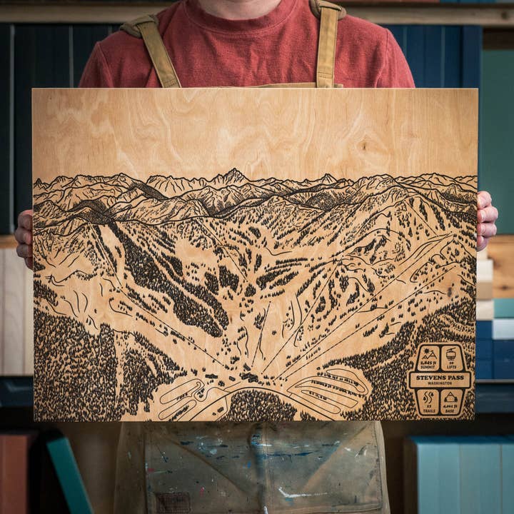 Stevens Pass, Washington Ski Trail Map for wholesale by Benoit's Design Co.