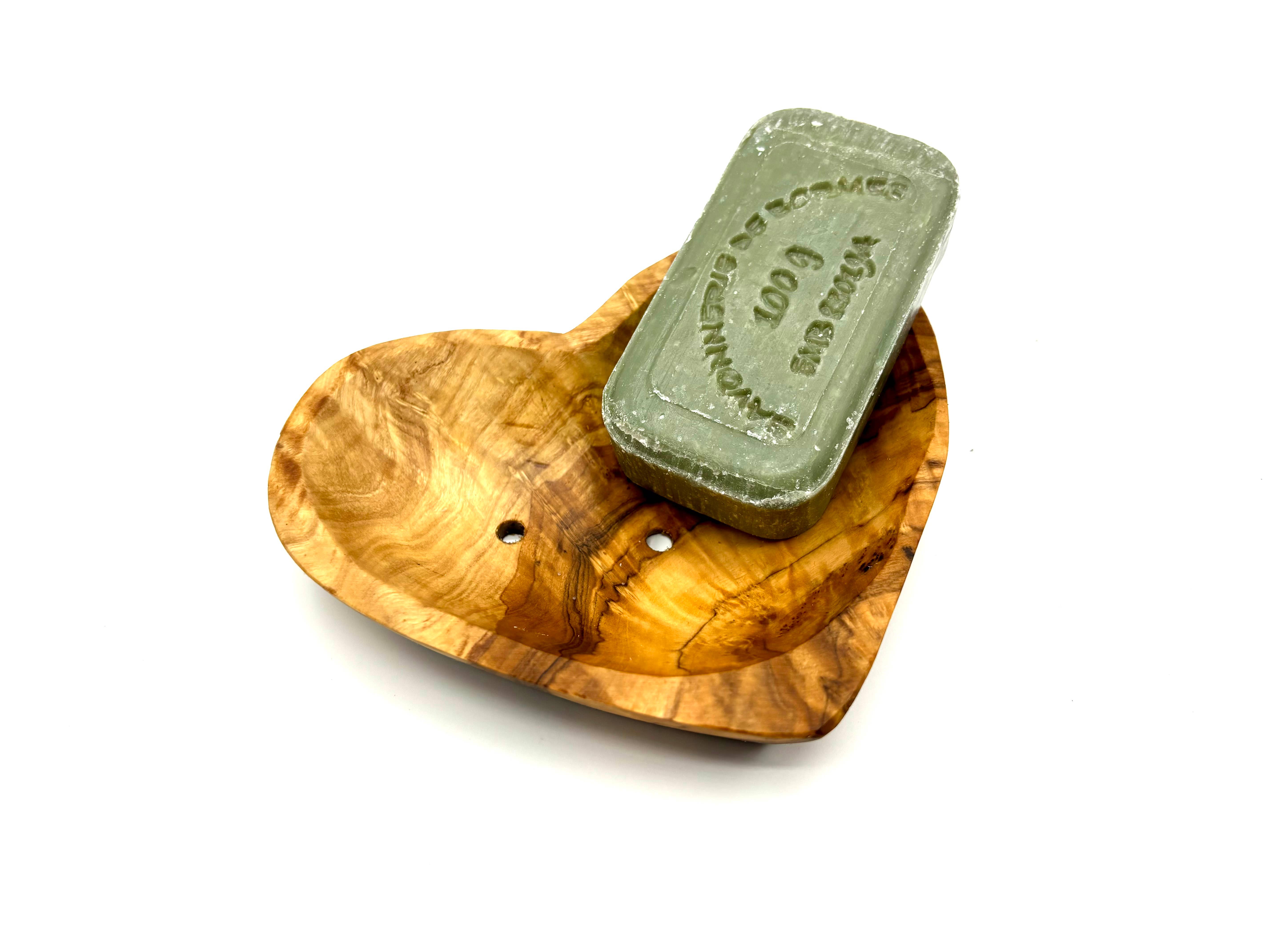 olivenholz-erleben - Wholesale Bath Soap Dish - Heart-shaped soap dish made of olive wood2