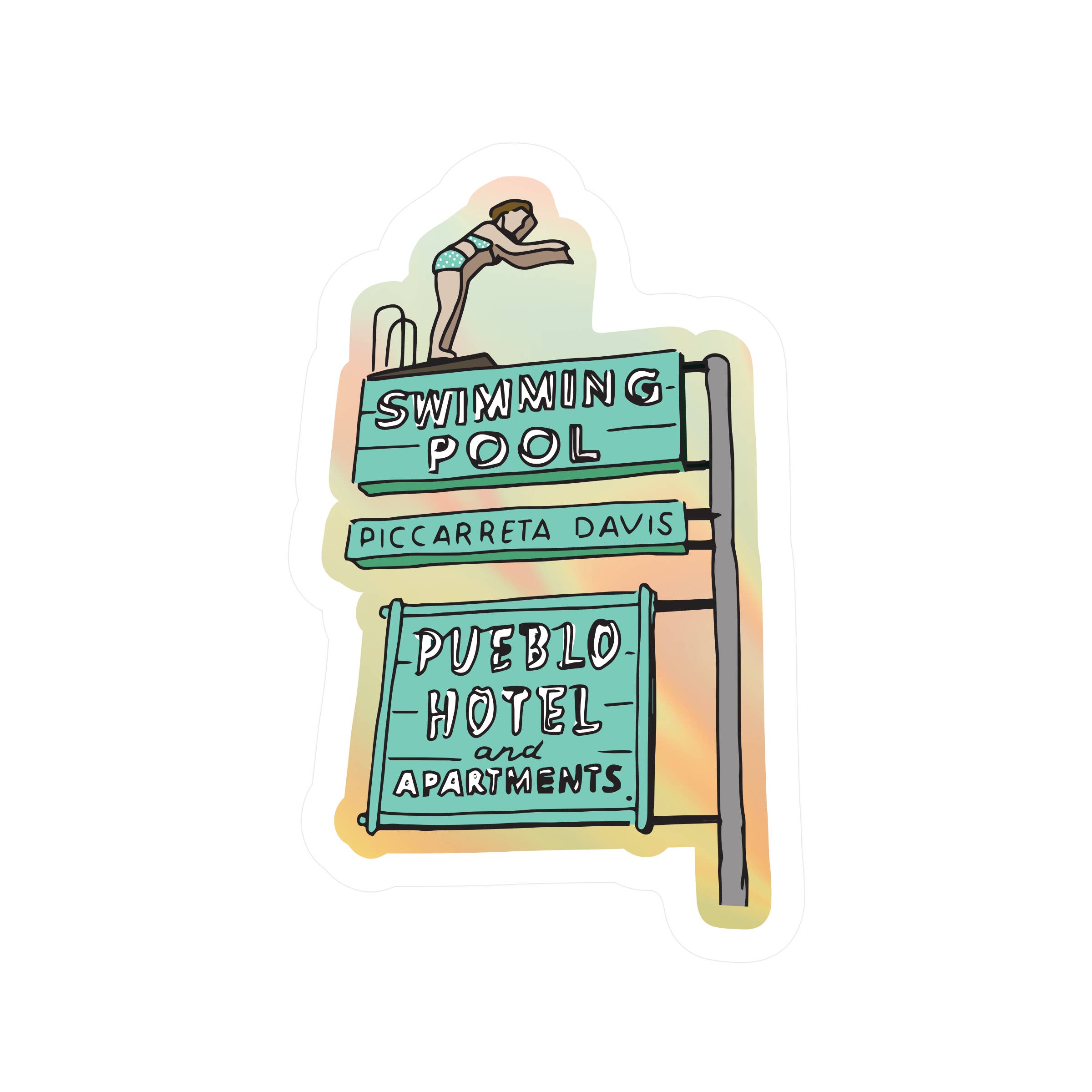 Juju and Moxie - Vente Autocollant - Autocollant en vinyle holographique de haute qualité Tucson Pueblo Hotel