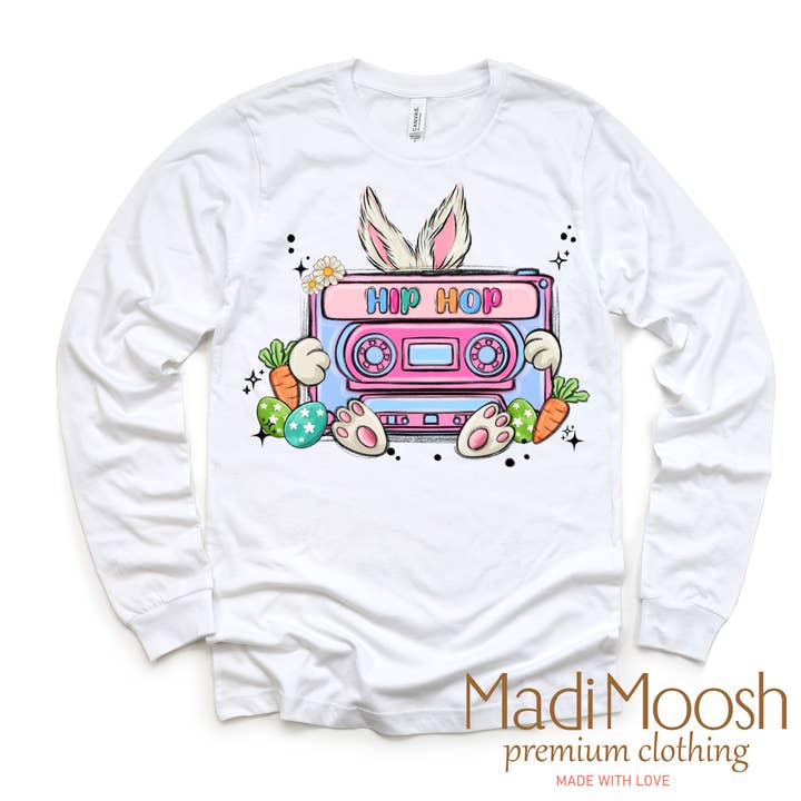 Madi Moosh – wholesale T-shirt med screentryck – Barn – Hip Hop Påskhare T-shirt - Barn Retro Påsktröja