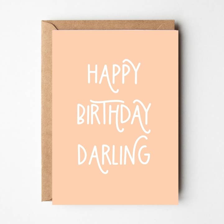 Happy Birthday Darling Karte (Pfirsich) für den Großhandel von Marigold & Aster Creative