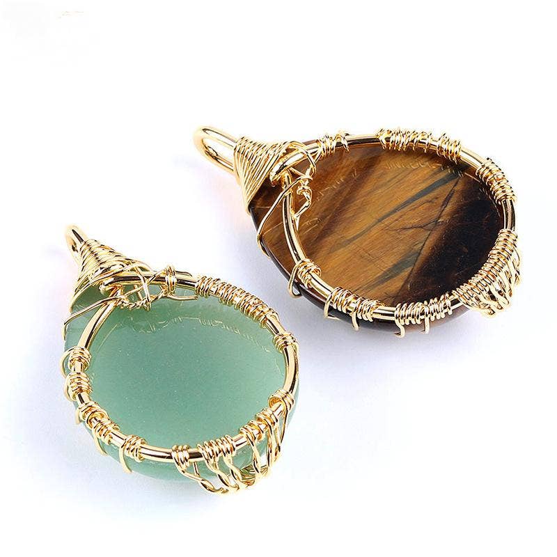 Mio Queena - Vendita all'ingrosso Collana con ciondolo/pendaglio - Collana con ciondolo a goccia in pietra naturale e cristallo3