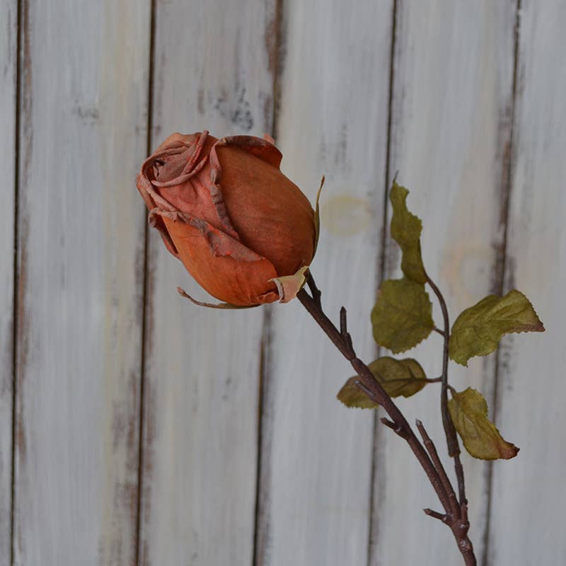 Sweet Home Deco - Vente Fleurs artificielles - Tiges de roses vintage de 28 cm, boutons de rose artificiels, rose brûlée3