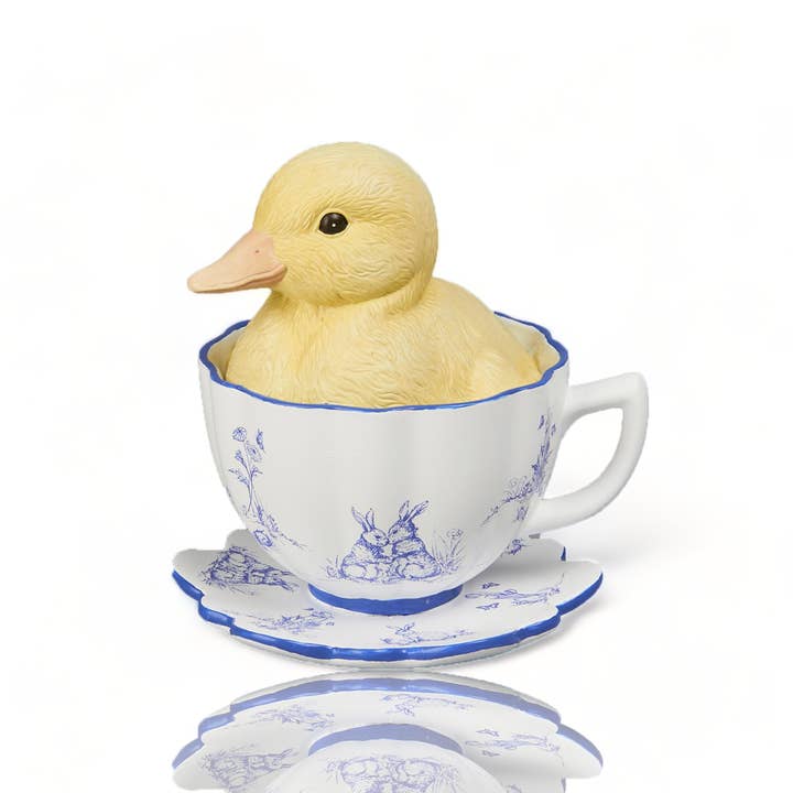 December Diamonds - Wholesale Decorative Tabletop Object - Yellow Duck in Teacup