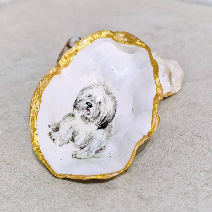 Bee my Oyster - Wholesale Sieradenschaaltje - Old English Sheepdog Labradoodle Dog Oyster Shell Trinket Di1