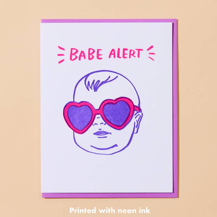 And Here We Are – wholesale Baby card – Babe Alert Letterpress Greeting Card - New Baby, Baby shower- Made in USA0