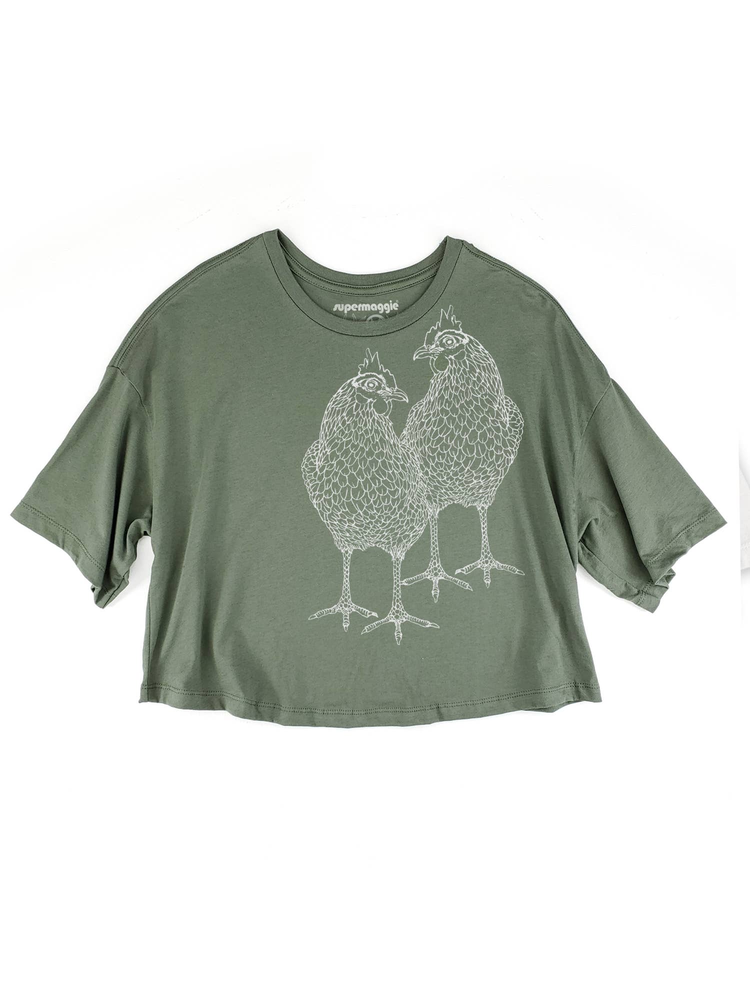 Supermaggie @ Faire - Wholesale Screen Printed T-Shirt - Women's - Chickens Clover Crop Tee3