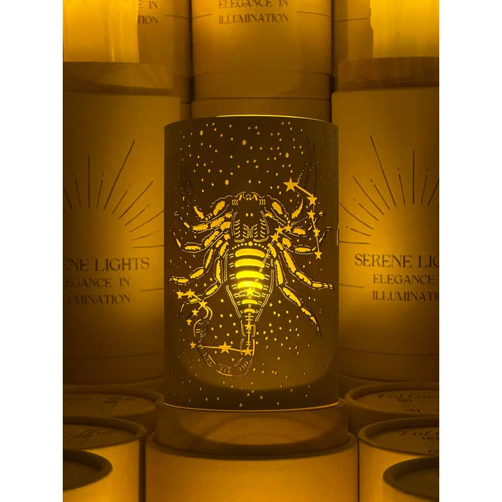 Serene Lights - Wholesale Decorative Tabletop Object - Scorpio Constellation Rechargeable Candle, Interchangeable Design