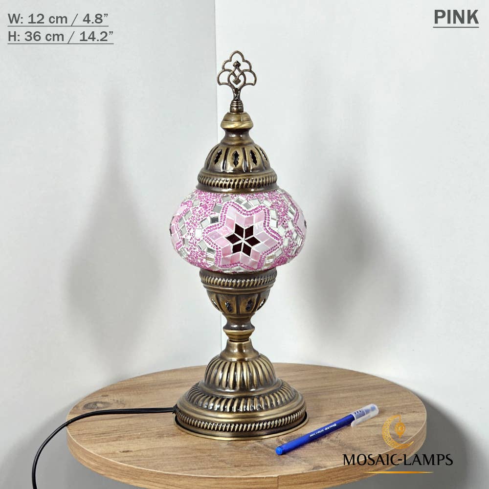 Mosaic Lamps - Vendita all'ingrosso Lampada da scrivania/d'accento - Lampada da tavolo turca a mosaico media con globo, artigianale, disponibile in 10+ colori31